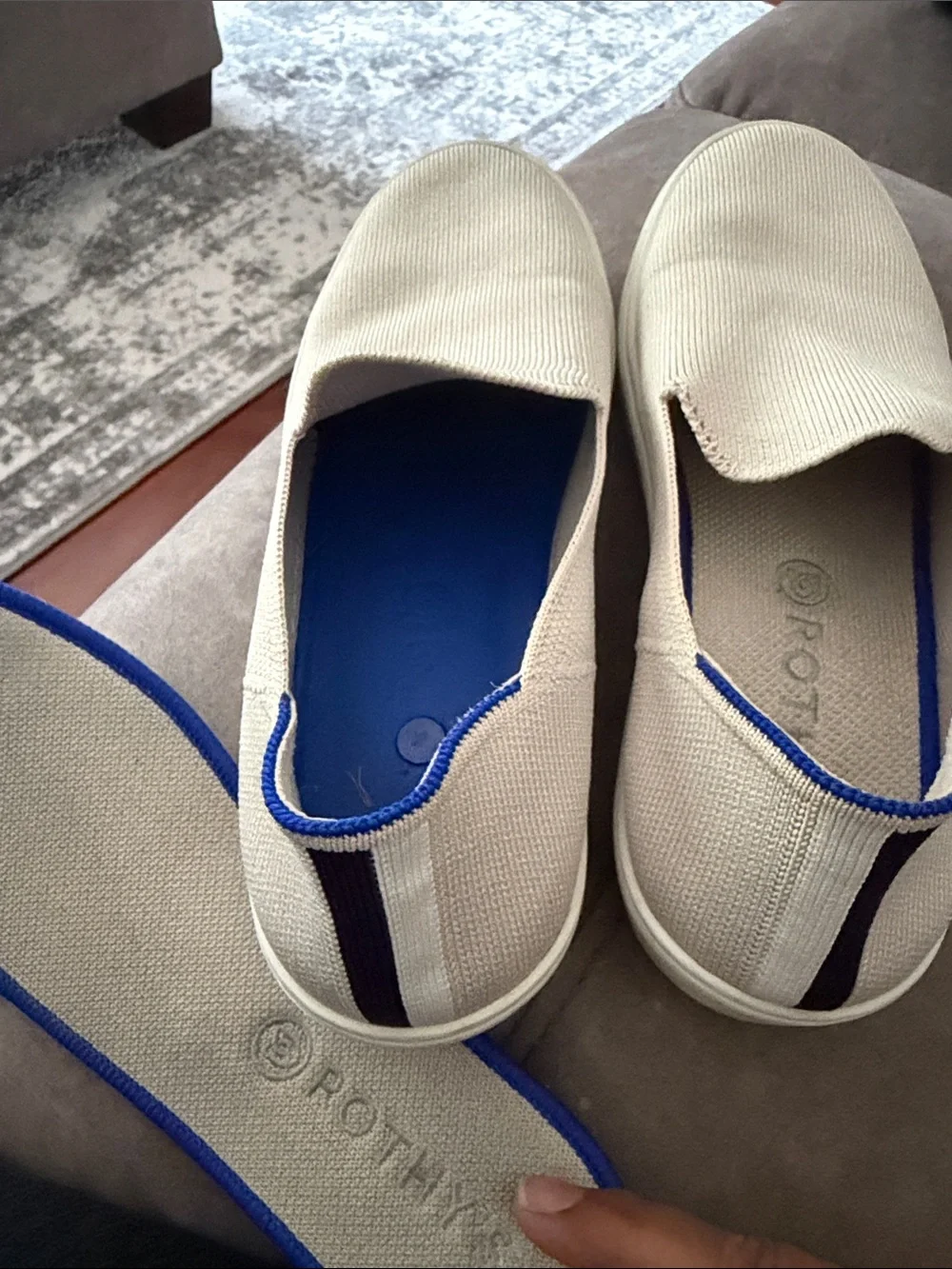 Rothy’s The Original Slip On Sneaker in Sand Color 8.5